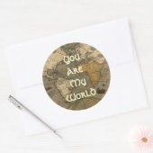 あなたは私の世界ロマンチックな古い世界の地図のシールである ラウンドシール (封筒)