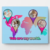 あなたは私の世界 マルチカラーマップ フォト コラージュ フォトプラーク (正面)