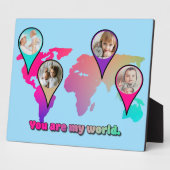 あなたは私の世界 マルチカラーマップ フォト コラージュ フォトプラーク (側面)