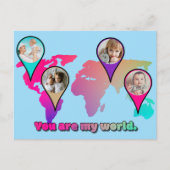 あなたは私の世界 マルチカラーマップ フォト コラージュ ポストカード (正面)
