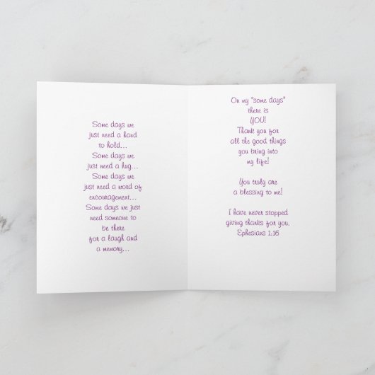 あなたは私の人生を明るくする サンキューカード (内部)