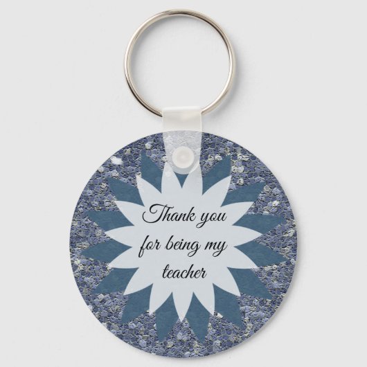 あなたは私の先生モザイクブルーのタイルをありがとう キーホルダー (正面)