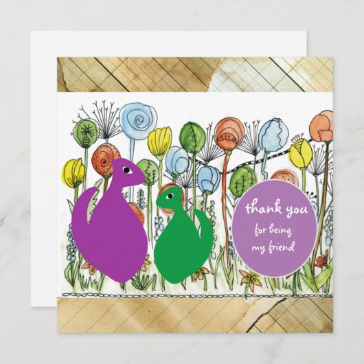 あなたは私の友達になってくれてありがとう サンキューカード (正面/裏面)