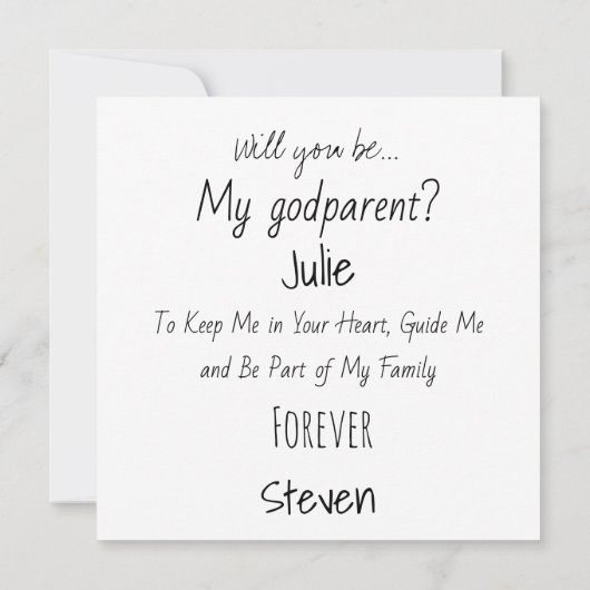 あなたは私の名付け親になってくれませんか。提案男の赤ちゃん カード (裏面)