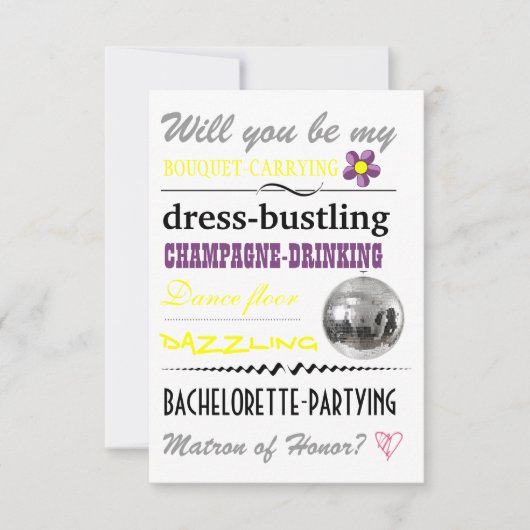 「あなたは私の名誉のマトロンになるの？」 招待状 (正面)