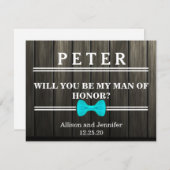 あなたは私の名誉の人になれますか?木製パーソナライズされたの 招待状 (正面/裏面)