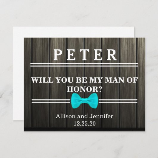 あなたは私の名誉の人になれますか?木製パーソナライズされたの 招待状 (正面/裏面)