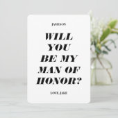 あなたは私の名誉の男になってくれる? 現代のテキスト招待状 招待状 (スタンド正面)