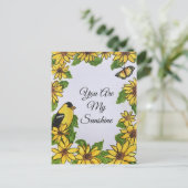 あなたは私の太陽 明るい 感謝の気持ち 花 ポストカード (スタンド正面)