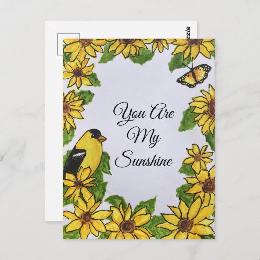 あなたは私の太陽 陽気 感謝の気持ち 花 ポストカード (正面/裏面)