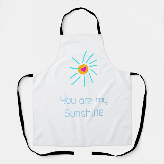 あなたは私の太陽 青 オレンジ 太陽 ハート キッズ 名前 エプロン (正面)