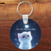 あなたは私の宇宙 かわいい猫の銀河キーチェーン キーホルダー (正面)