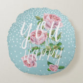 あなたは私の幸せ – タイポグラフィとイラストレーション ラウンドクッション (正面)