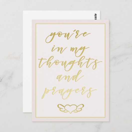 あなたは私の思考と祈りの言葉の赤面ピンク&金ゴールド ポストカード (正面/裏面)