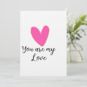 あなたは私の愛ピンク赤ハート水彩子供レトロ 招待状 (スタンド正面)