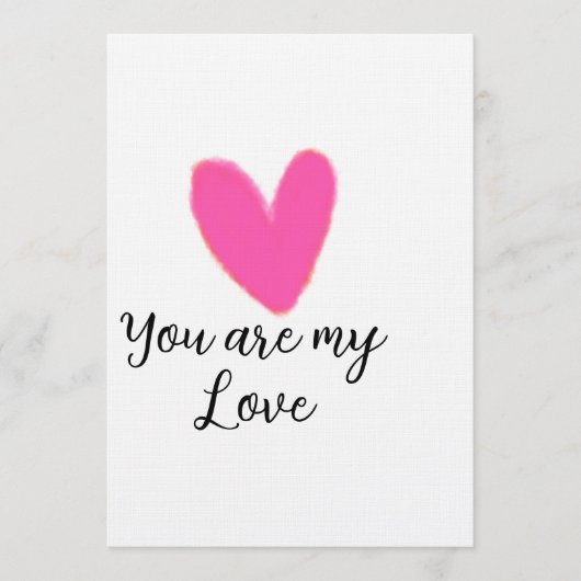 あなたは私の愛ピンク赤ハート水彩子供レトロ 招待状 (正面)