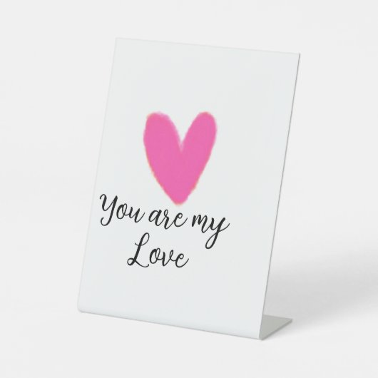 あなたは私の愛 ピンクのハートの水彩画 レトロ子供デザイン 台座サイン (正面)