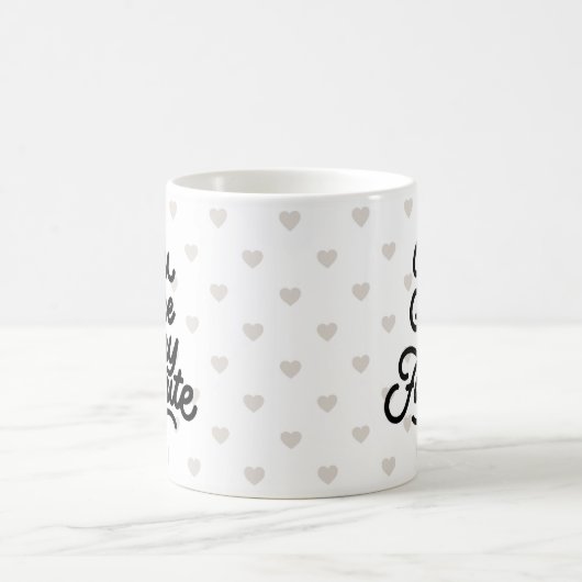 あなたは私の手お気に入りのレタリンググレーハートマグ コーヒーマグカップ (中央)