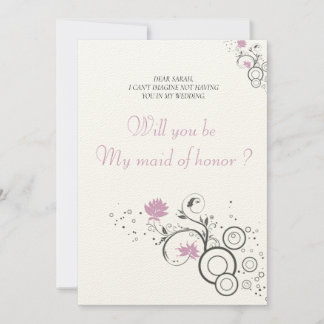 あなたは私の招待を可愛いメイド・オブ・オーナー（花嫁付き添い人）です サンキューカード