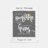 あなたは私の日の光でパーソナライズされたす、灰色/白 フリースブランケット (正面)