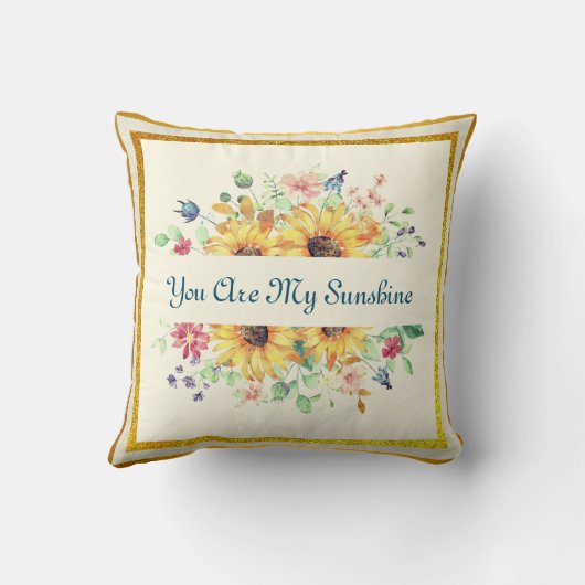 あなたは私の日差しとヒマワリの引用文 クッション (裏面)
