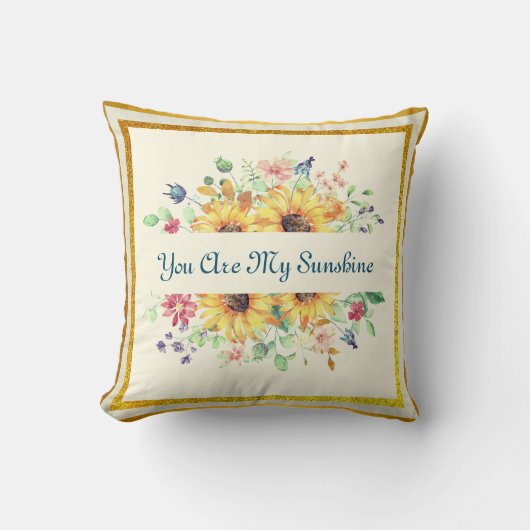 あなたは私の日差しとヒマワリの引用文 クッション (正面)