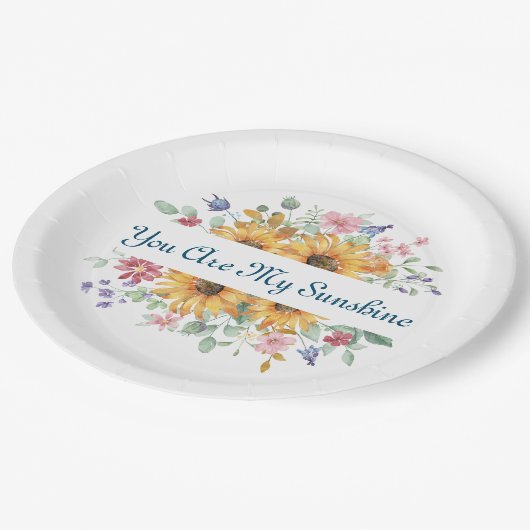 あなたは私の日差しとヒマワリの引用文 ペーパープレート (アングル)