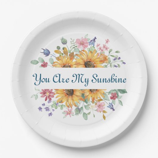 あなたは私の日差しとヒマワリの引用文 ペーパープレート (正面)