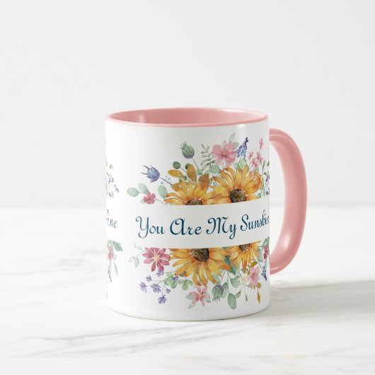 あなたは私の日差しとヒマワリの引用文 マグカップ (正面右)