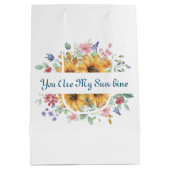 あなたは私の日差しとヒマワリの引用文 ミディアムペーパーバッグ (裏面)