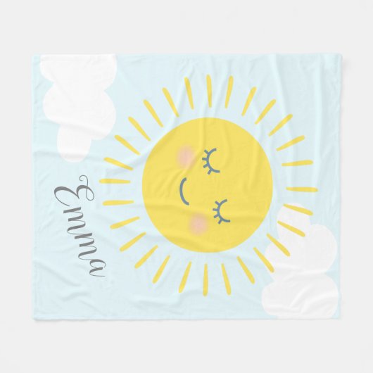 あなたは私の日差しの幸せな太陽イラストレーション フリースブランケット (正面(横))