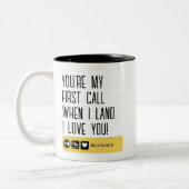 あなたは私の最初の呼び出し私が着陸するとき，愛あなたおもしろい，かわいい ツートーンマグカップ (左)