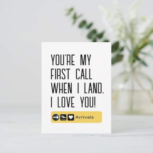 あなたは私の最初の呼び出し私が着陸するとき,愛あなたおもしろい,かわいい ポストカード (スタンド正面)