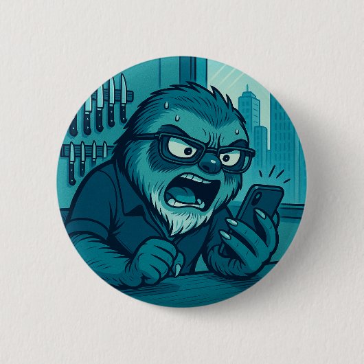 あなたは私の本当のパパじゃない Phil Elmore Agitated Sloth 缶バッジ (正面)