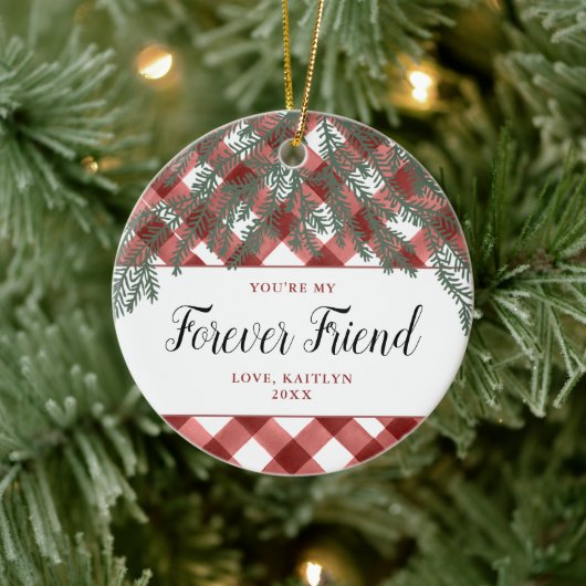 あなたは私の永遠パーソナライズされたの市松模様に友人 セラミックオーナメント (ツリー)