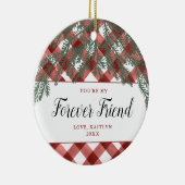 あなたは私の永遠パーソナライズされたの市松模様に友人 セラミックオーナメント (右)