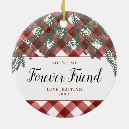 あなたは私の永遠パーソナライズされたの市松模様に友人 セラミックオーナメント (裏面)