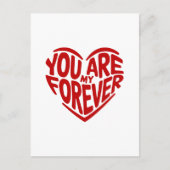 あなたは私の永遠、赤いハート、シンプルミニマリスト シーズンポストカード (正面)