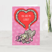 あなたは私の猫のキャットニップ 面白いバレンタイン猫の漫画 カード (正面)