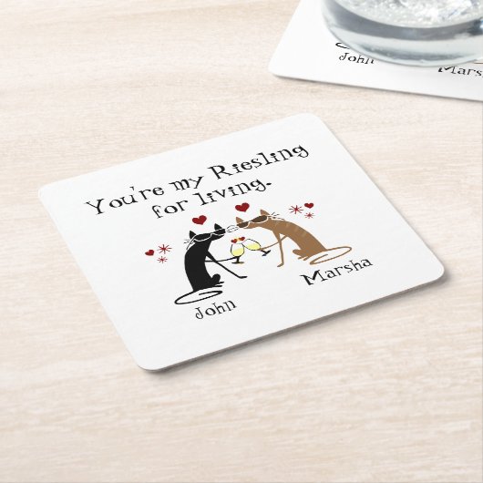 あなたは私の生活のためのリースリング スクエアペーパーコースター (アングル)