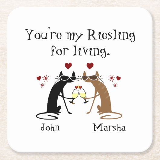 あなたは私の生活のためのリースリング スクエアペーパーコースター (正面)