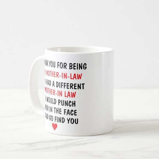 あなたは私の義母になってくれてありがとう コーヒーマグカップ (正面左)
