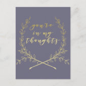 あなたは私の考え – 金ゴールドリース悔やみや弔慰 ポストカード (正面)