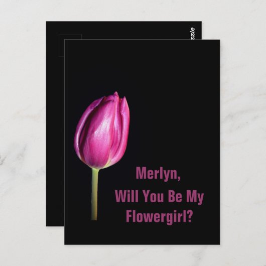 あなたは私の花のピンクのチューリップ結婚の ポストカード (正面/裏面)