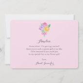 「あなたは私の花の女の子になれるの？」 フローラ招待状 招待状 (裏面)