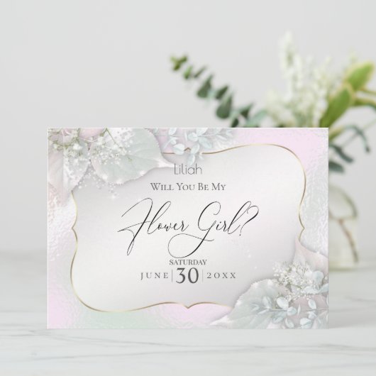 あなたは私の花の女の子ウィスピーなピンクのきらめく 招待状 (スタンド正面)