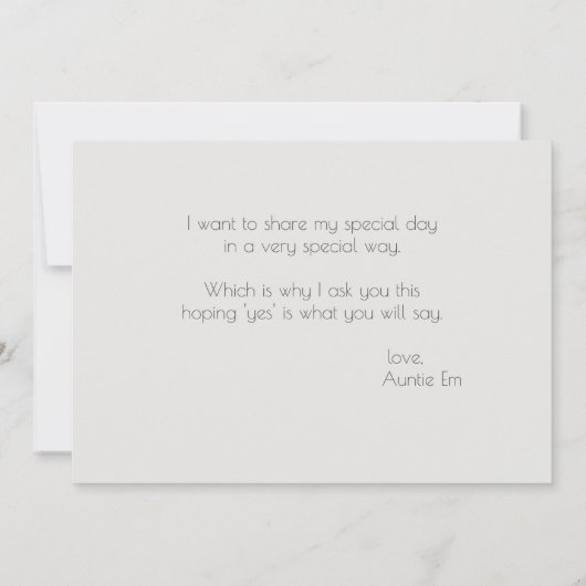 あなたは私の花の女の子ウィスピーなピンクのきらめく 招待状 (裏面)