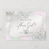 あなたは私の花の女の子ウィスピーなピンクのきらめく 招待状 (正面/裏面)