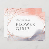 あなたは私の花の女の子バラ金ゴールド幾何学的 招待状 (正面/裏面)