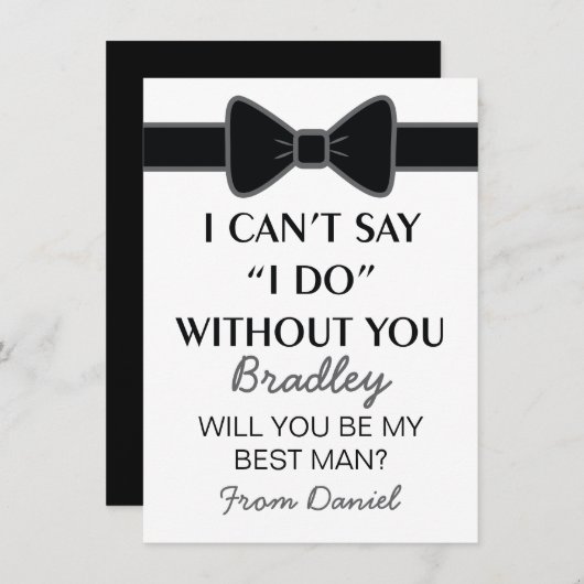 あなたは私の花婿介添人ブラックボウタイだろうか 招待状 (正面/裏面)